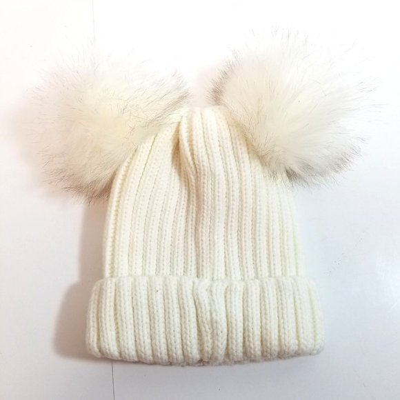 Accessories - Cable Knit Double Pom-Pom Beanie